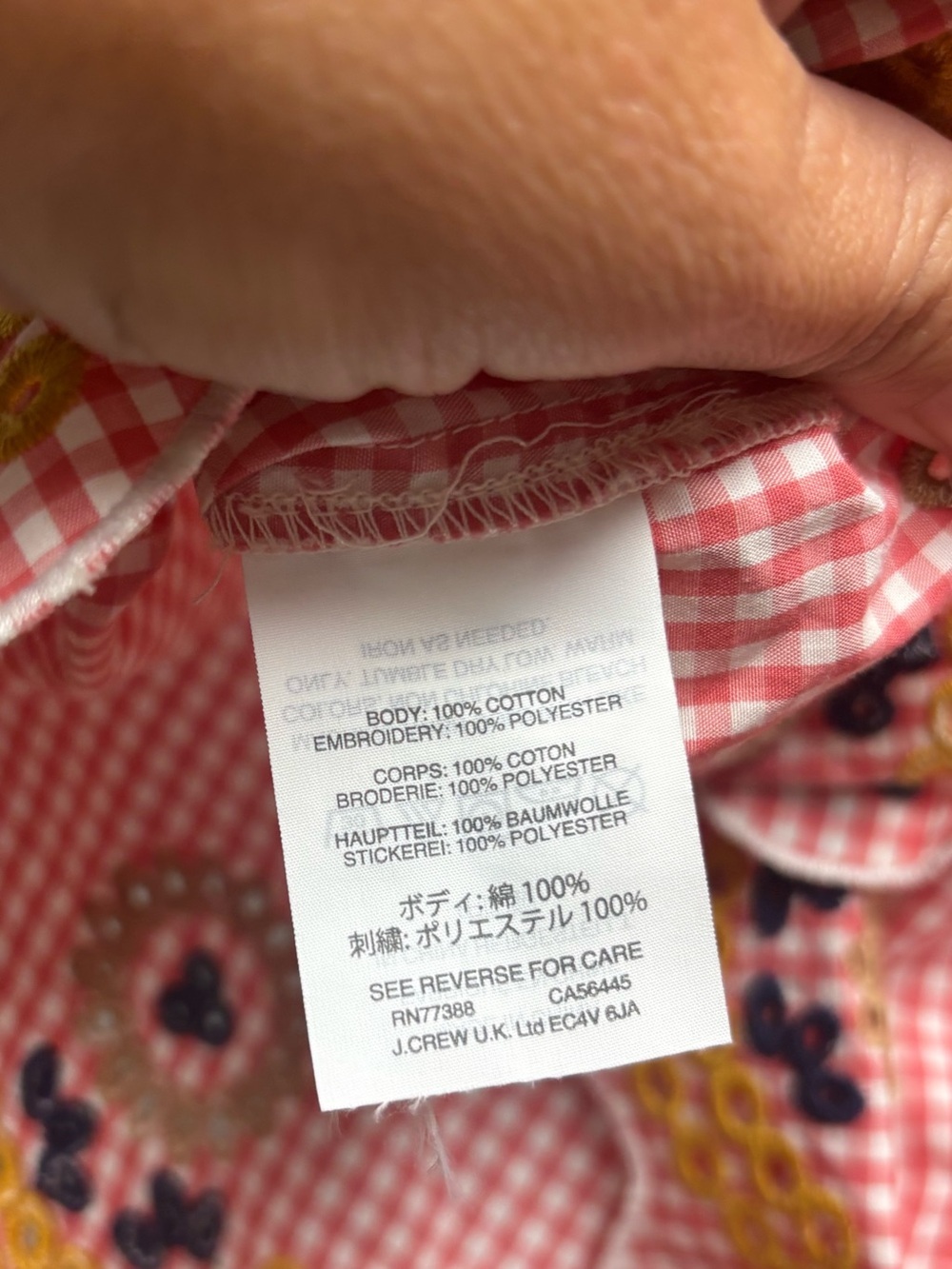 Madewell Red White gingham embroidered 100% cotton tank size XS - Picture 6 of 8